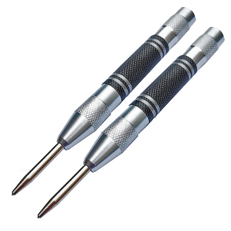 2Pcs Automatic Center Punch Center Hole Punch Spring Loaded Marking Starting Holes Tool Woodwork Tool Drill Bit