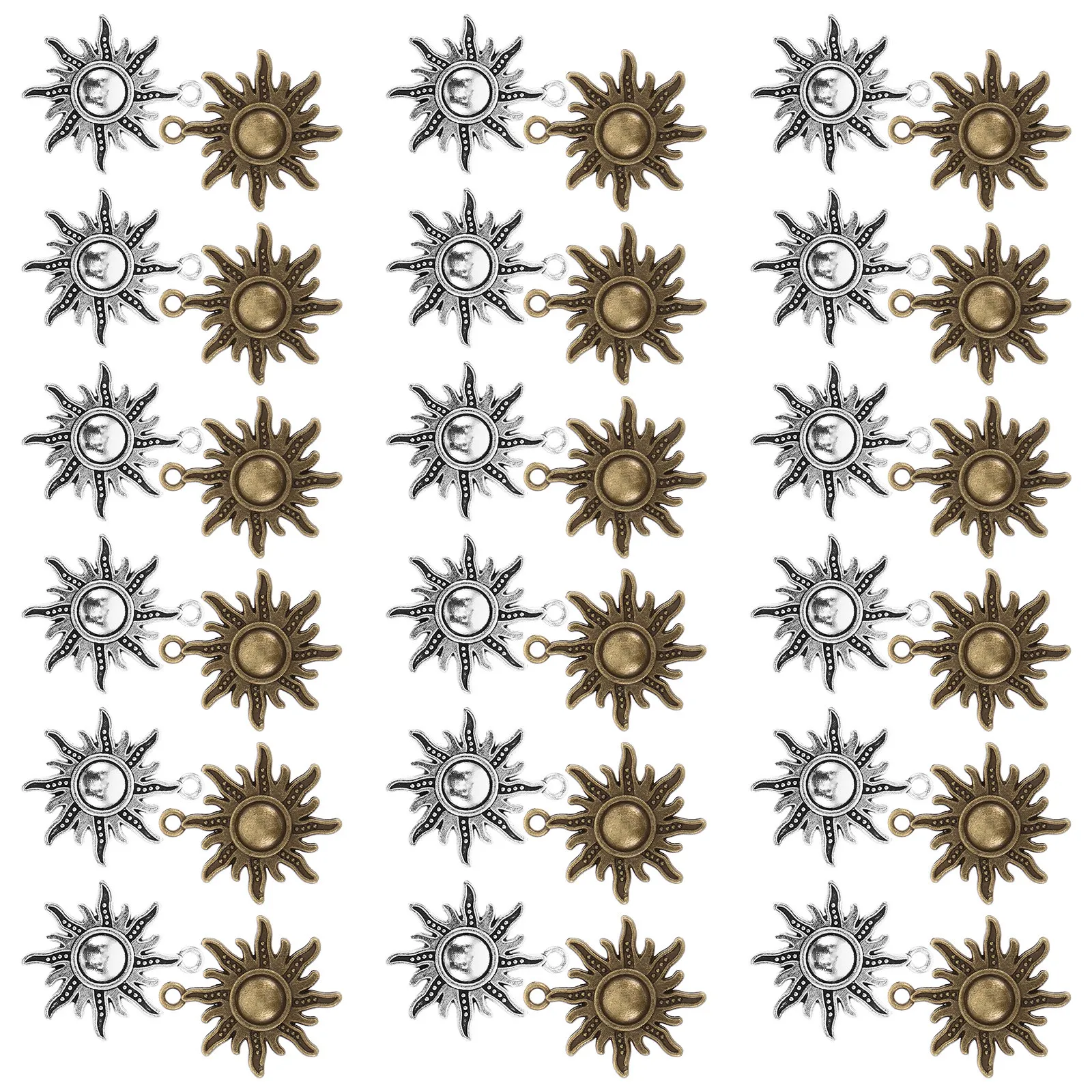 

40Pcs Tibetan Style Alloy Sun Charms Vintage Finish Retro Solar Pendant Charms Jewelry Making DIY Craft Supplies