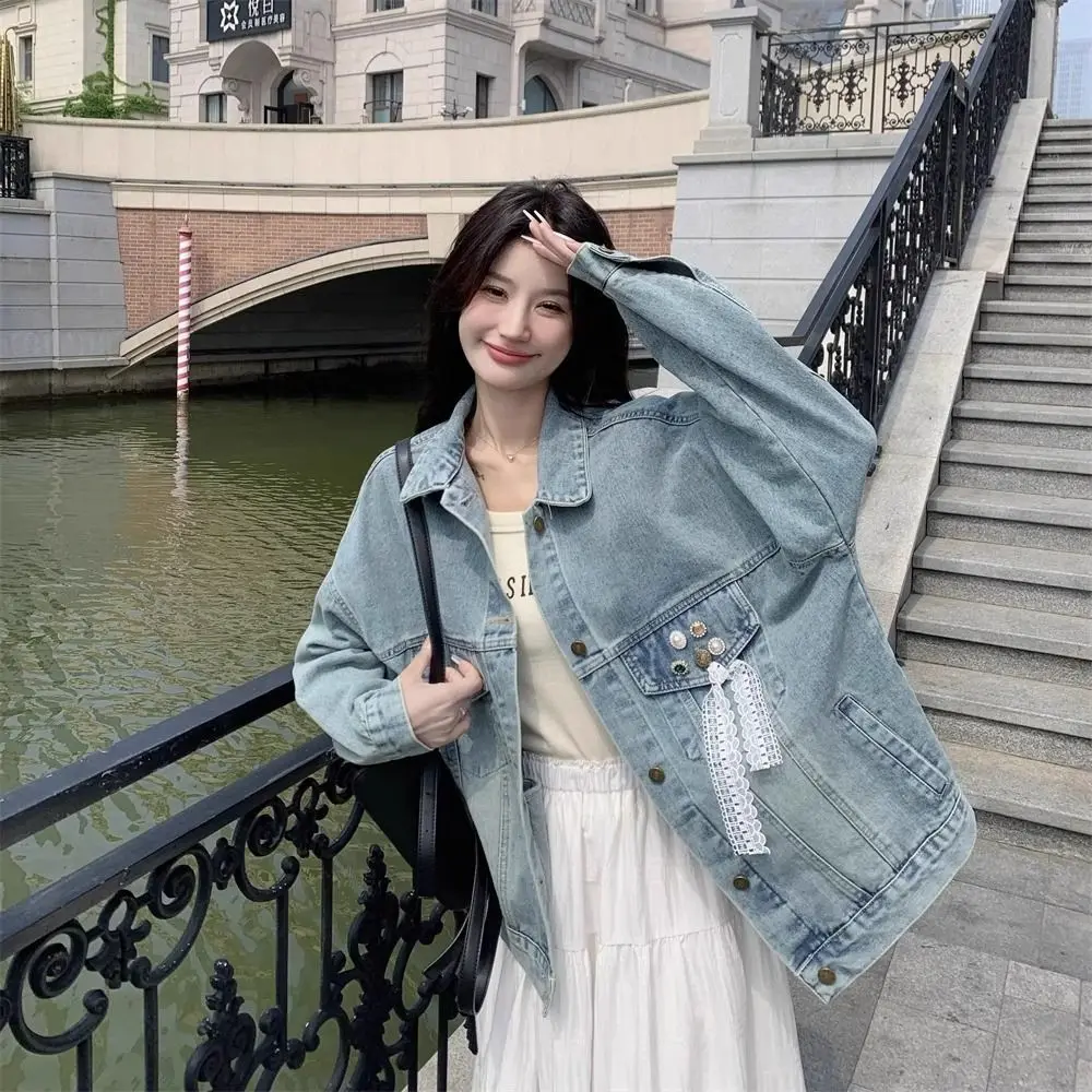 

Осенние куртки женские трендовые, уменьшающие возраст девичьи пушистые, регулируемые на пуговицах Ulzzang с цветочным принтом и принтом, текстура в консервативном стиле, искусство