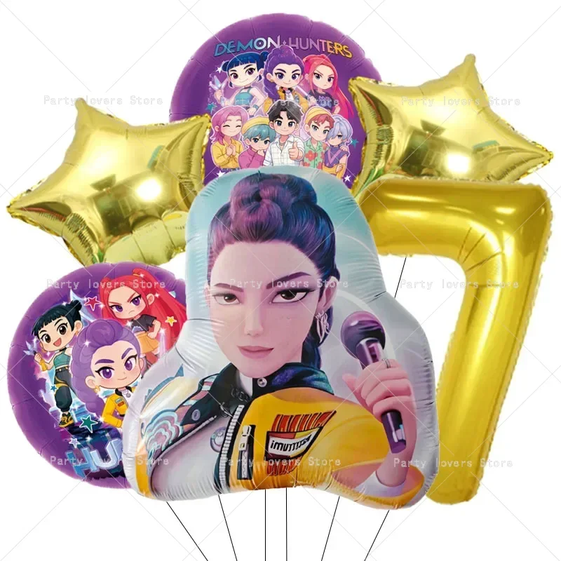 Anime-Figur Geburtstagszahlen 1-9 Ballon-Set Niedliche Party-Deko Luftballons 6 Stück Aluminiumfolie Ballon Deko-Werkzeug Foto-Requisiten Geschenk