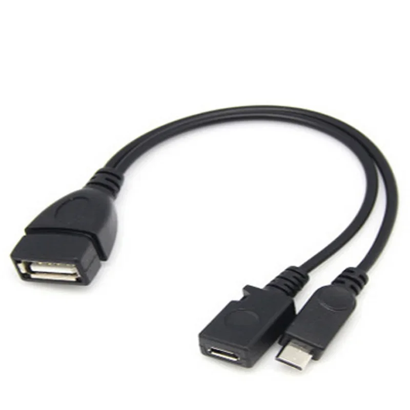 2 In 1 OTG Micro USB Host Power Y Splitter USB Adapter to Micro 5 Pin Male Female Cable