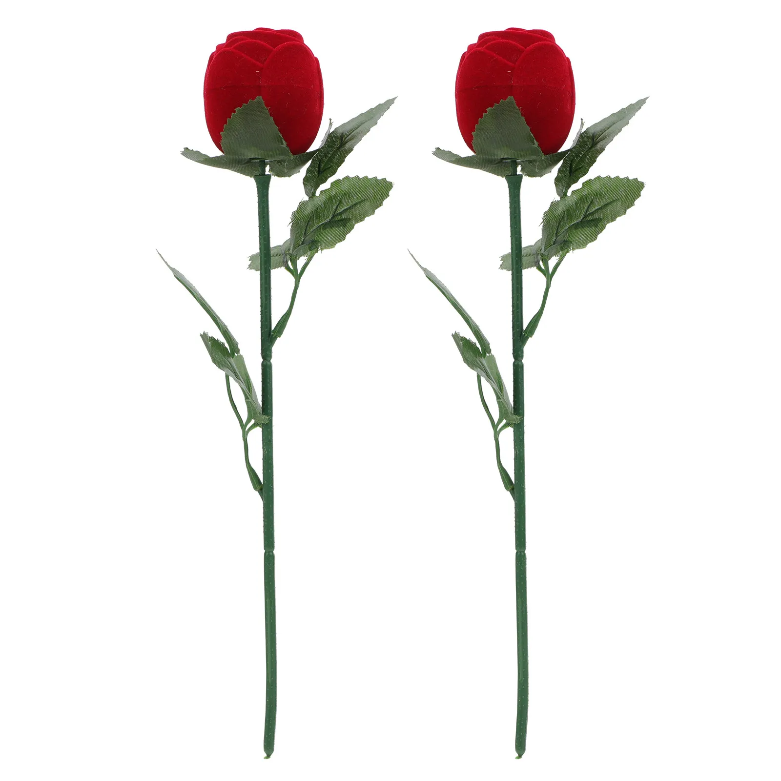 

2Pcs Rose-Shaped Ring Box High-Quality Jewelry Storage Case Romantic Wedding Valentine Gift Compact Elegant Ring Holder Rose
