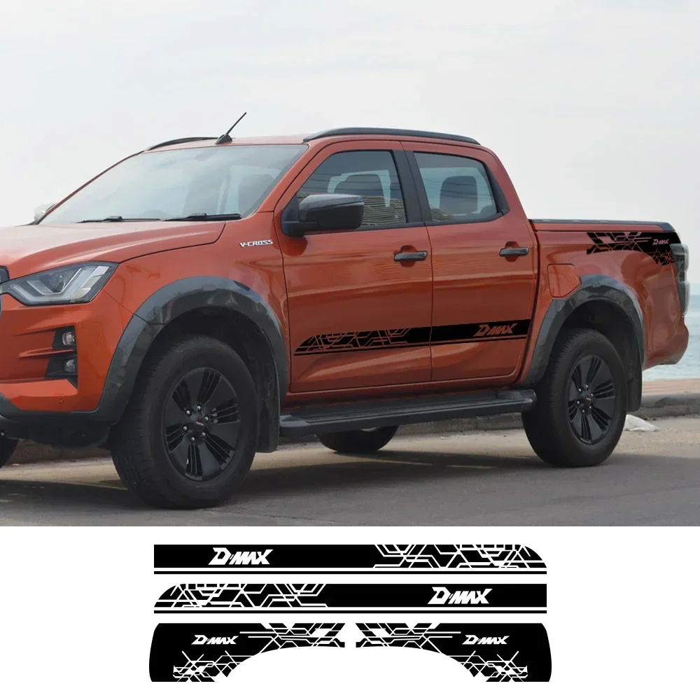 Car Door Side Stickers For Isuzu Dmax D Max Double Cab Graphics Trunk Stripes Decor Decals Vinyl Cover Auto Tuning Accessories