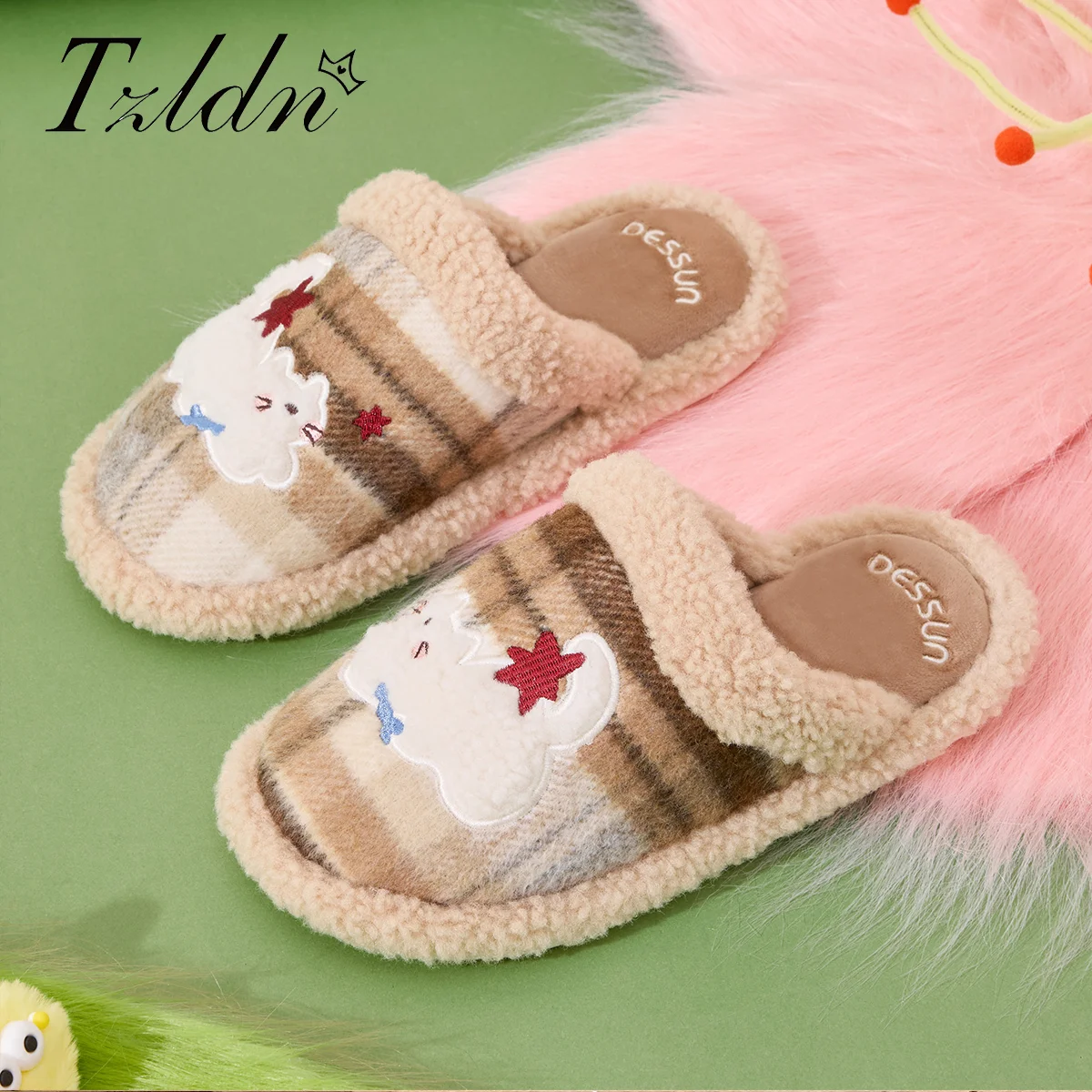 TZLDN Pantofole da casa con fondo morbido e spesso da donna Pantofole in peluche per la casa Pantofole termiche antiscivolo per interni invernali