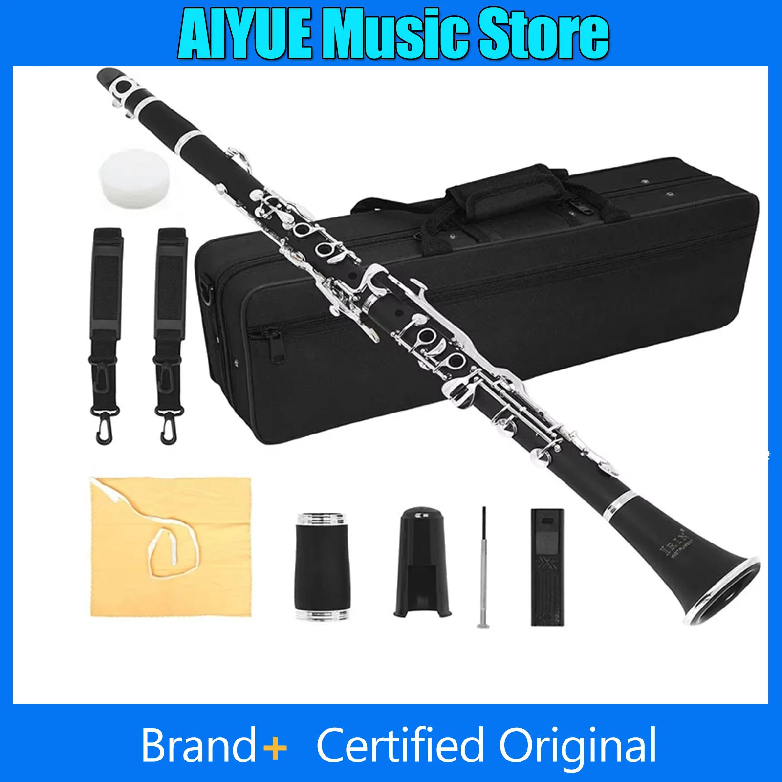 

Клей для кларнета IRIN, 17 клавиш, черный, с белыми медными клавишами, подходит для исполнителей, начинающих, для деревянных духовых инструментов