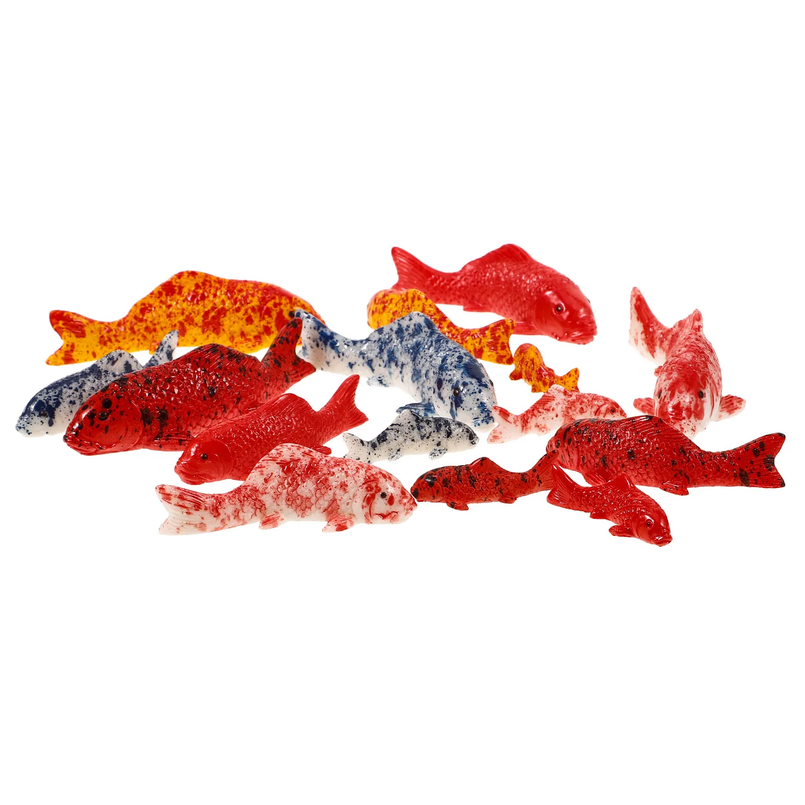 15Pcs Realistic Koi Fish Decorations Resin Miniature Fish Sculptures for Garden Desktop Office Home Decor Micro Landscape