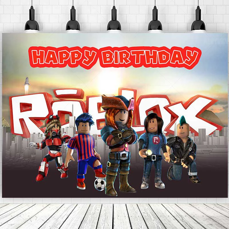 R-Roblox حفلة عيد ميلاد خلفية كابينة تصوير خلفية راية أطفال الأطفال استحمام الطفل ديكور مخصص التصوير استوديو الدعائم #3