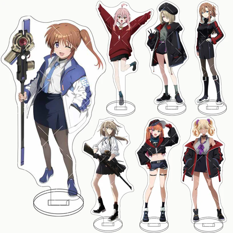 16CM Anime Magical Girl Lyrical Nanoha Figur Nanoha Takamachi Fate Alicia Hayate Yagami Acryl-Ständer Cosplay-Ornamente Geschenke
