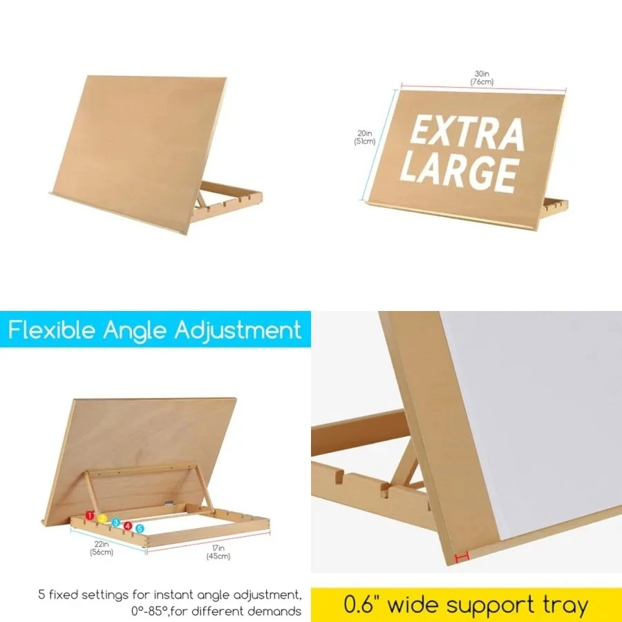 

Extra Large(20"x 30") Wooden Tabletop Easel for Painting, 5-Position Adjustable Drawing & Sketching Board, Portable Beechwood Desktop Art Easel Stand for Adults, Artists, Beginners & Student