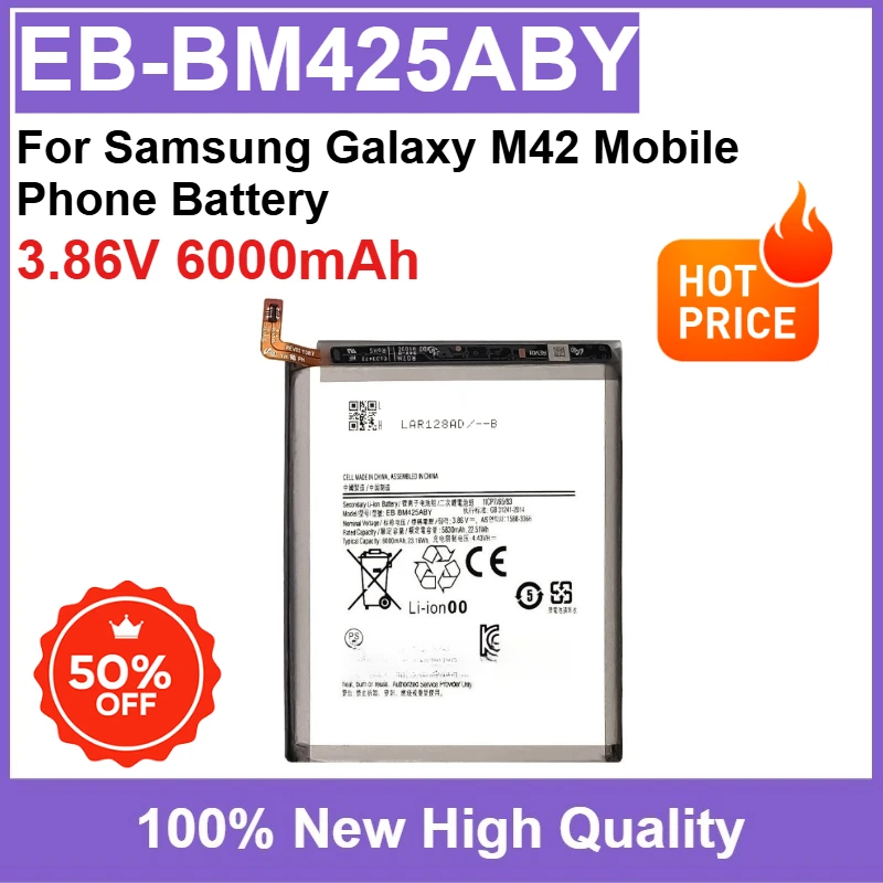 New Replaceable Battery EB-BM425ABY 3.86V 6000mAh High Quality for Samsung Galaxy M42 Mobile Phone Battery