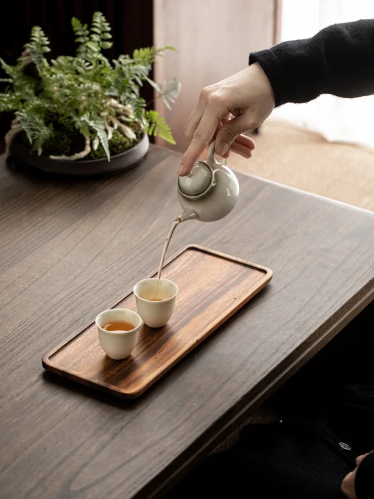 Walnut tray solid wood pot bearing simple hotel tea tray single-layer pot holder rectangular household dry bubble table