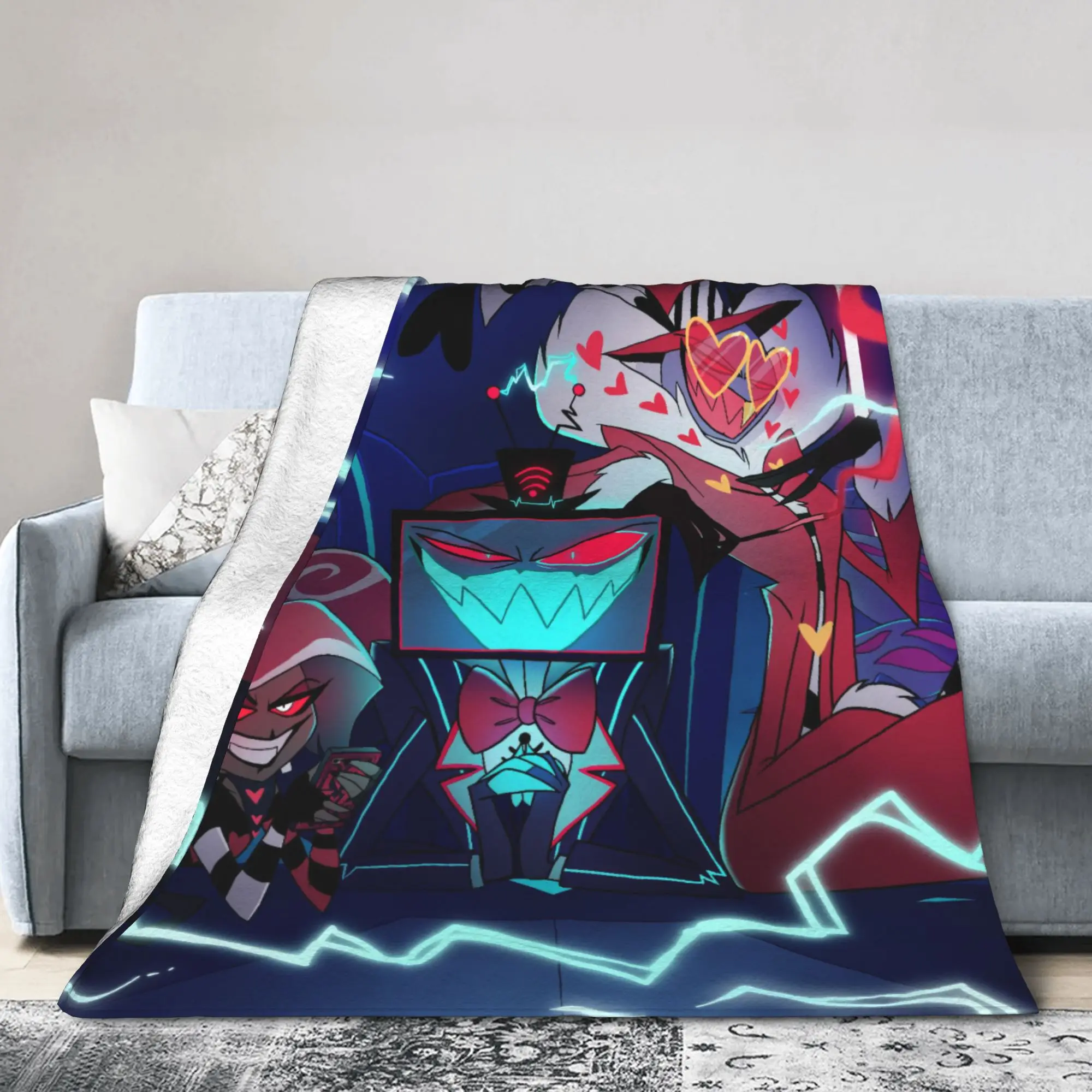 الكرتون Hazbins الفنادق بطانية الفانيلا النسيج ديكور المحمولة لينة رمي بطانية للسرير الأريكة الفراش يلقي