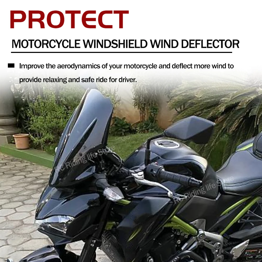 Motorcycle Windscreen Deflector Windshield Protection Cover For KAWASAKI Z900 2017-2019 Wind Shield Including Adjustable Bracket