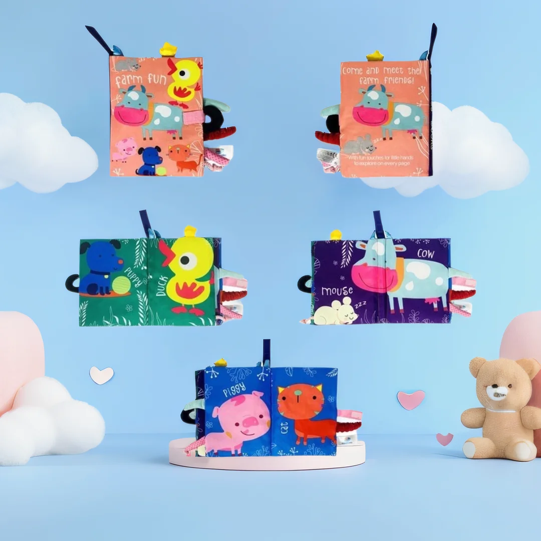 モンテッソーリ ソフトベビーブック - 3D タッチフィール ハイコントラスト感覚布絵本 早期学習用教育玩具 子供向け