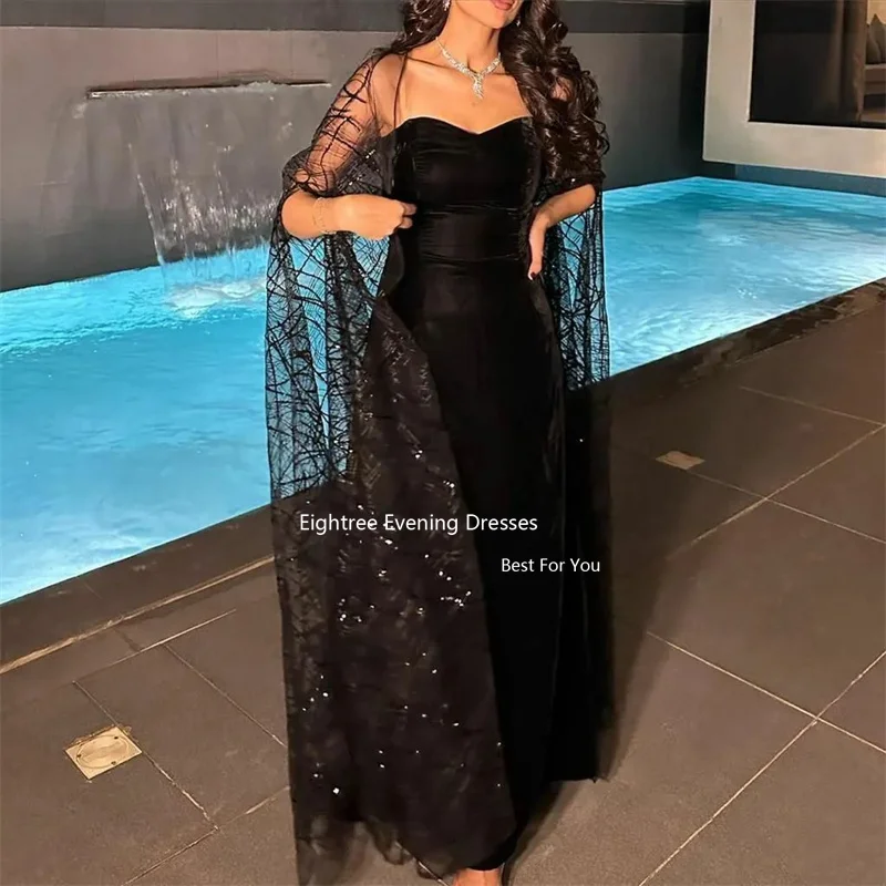 Eightree Black Prom Dresses Vintage Strapless Mermaid Long Evening Dress Abendkleider Dubai Robe De Soirée Party Grown 2023