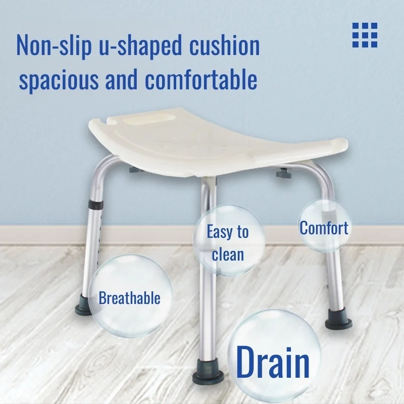 Bath Stool Height Adjustable Aluminum Alloy Shower Chair Waterproof Antislip Easy Cleaning Shower Chair for Elderly and Pregnant image 2