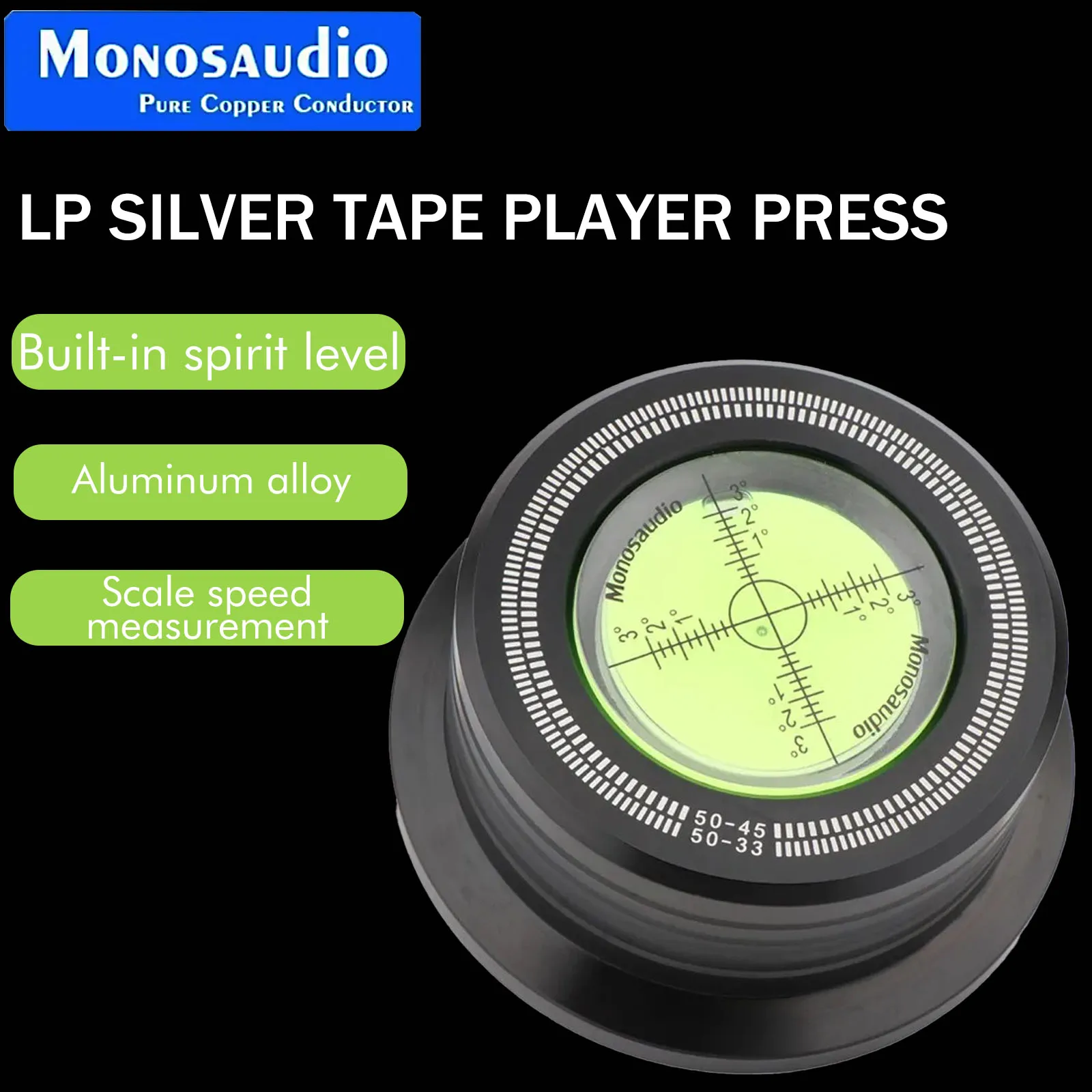 

Monosaudio 60hz LP Vinyl Record Disc Turntable Stabilizer with Level Aluminum Alloy Weight Clamp Vibration Balanced Music Player