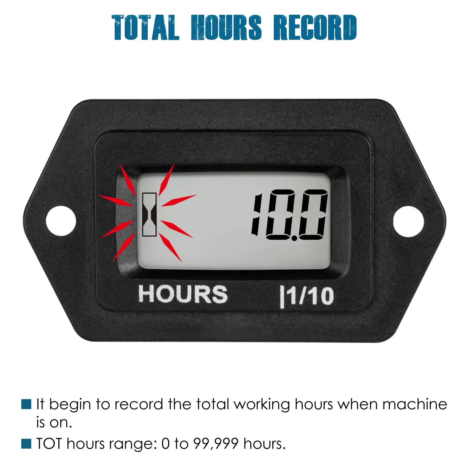 Digital Hour Meter Kits,AC/DC 5V to 277V, Hours Accumulate for Garden Tractor Generator Compressor ATV Outboard Motor Golf Cart