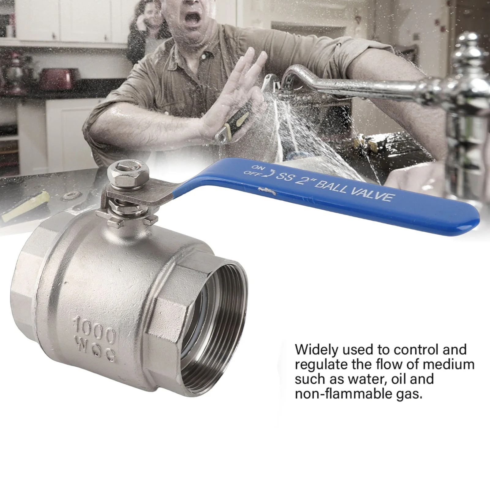 2in 304 Stainless Steel Two Piece Full Port Female Thread Ball Valve 2" DN50 1000 WOG Manual Ball Valve view 5