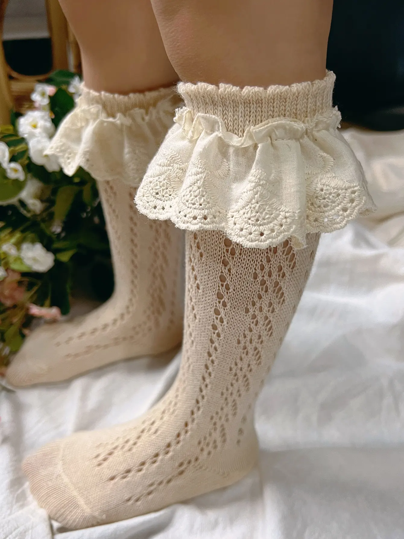 Baby Girls Knee High Socks Long Kids Soft Cotton Lace Stuff Princess Children Sock Ruffle Leg Warmers Cute Girl Socks For 0-8 Y