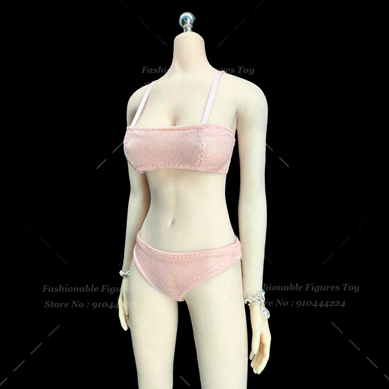 2 نمط 1/6 النساء الجندي الملابس الداخلية مطاطا مطاطا الملابس الداخلية تانك المحاصيل الأعلى ملفوفة البرازيلي السروال مجموعة صالح 12 "عمل الشكل الجسم #2
