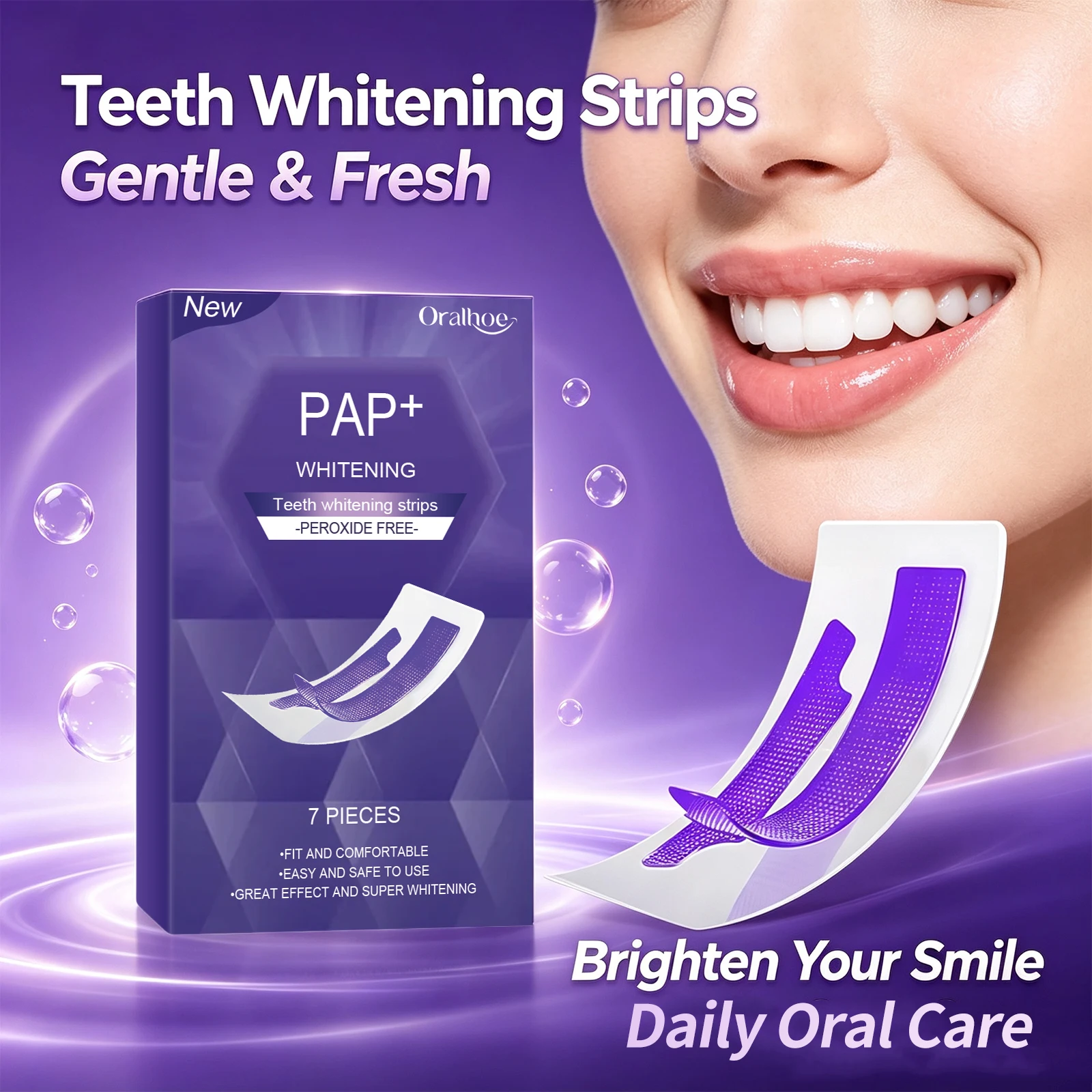 Teeth Whitening Strips Eliminate Yellow Coffee Tea Wine Tooth Bleaching Strips,Fresh Breath Peroxide Free Teeth Brightening Tool view 5