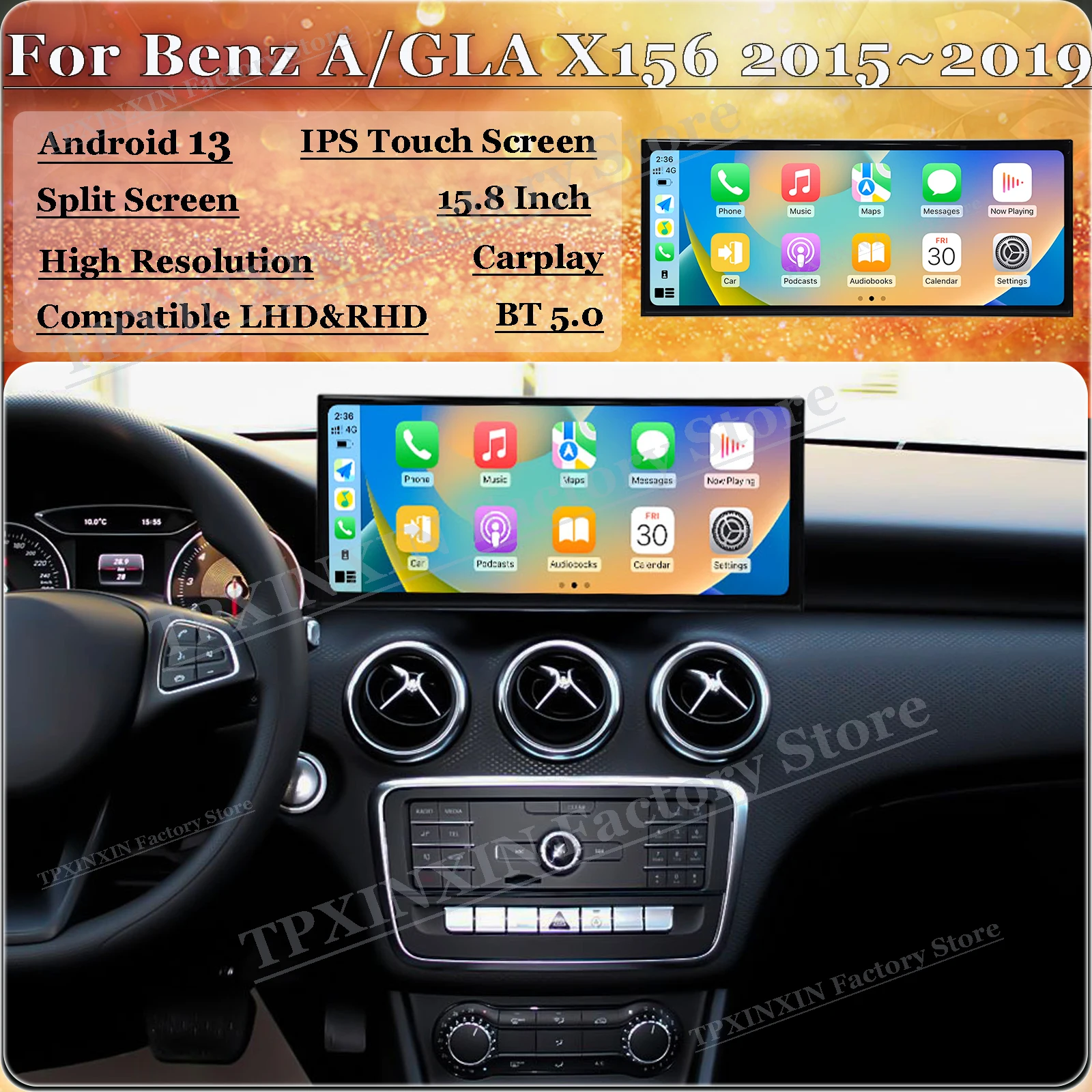 

Qualcomm 8 Core Android Multimedia For Benz A GLA X156 2015~2019 GPS NavigationCar Radio Coche With BT 5.0 Wifi Stereo Head Unit