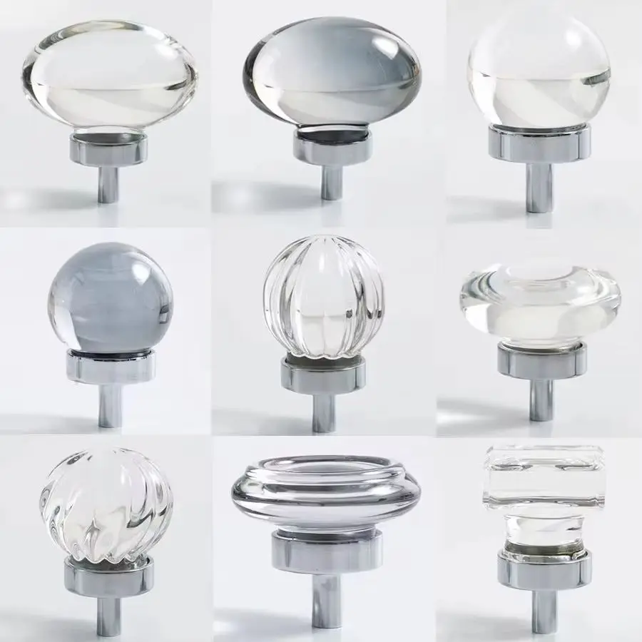 Elegant Luxury 10PCS Crystal Brass Base Furniture Pulls Handles Drawer Knobs Cupboard Wardrobe Shoe TV Wine Cabinet Pulls Knobs