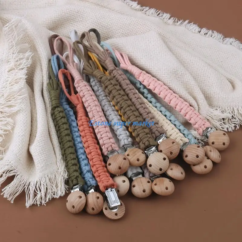 090B Cotton Handmade Crochet Pacifier Chain Soft Newborn Soothing Pacifier Beech Clip Baby Chew Toy Christmas Gift
