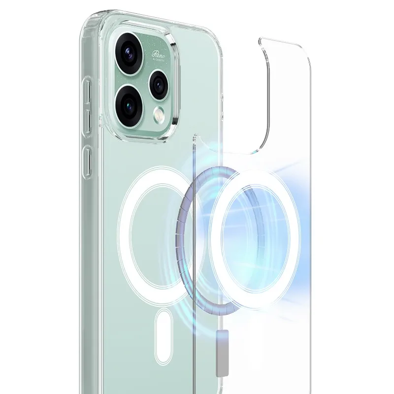 For Magsafe Case for OPPO Reno 15 F FS 15 Pro Max Transparent Acrylic Shockproof Magnetic Hard PC Cover for Reno15 5G