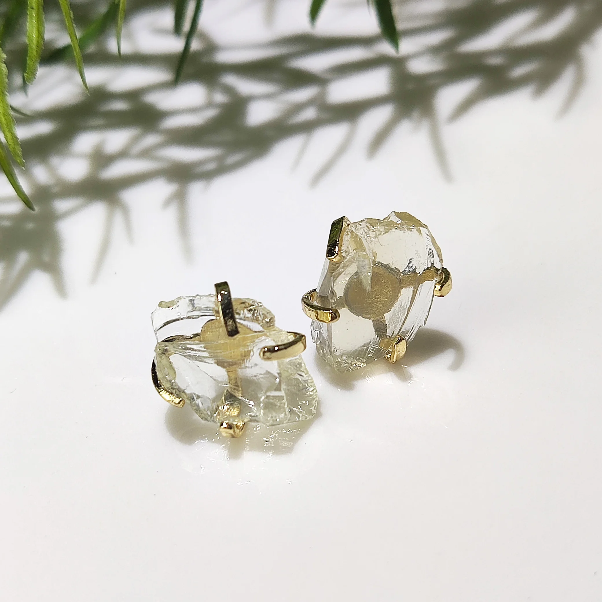 Raw Crystal Stud Earring, Gemstone Earrings, Rough Crystal Jewelry, Boho Jewelry, Raw Gemstones Gift for Her