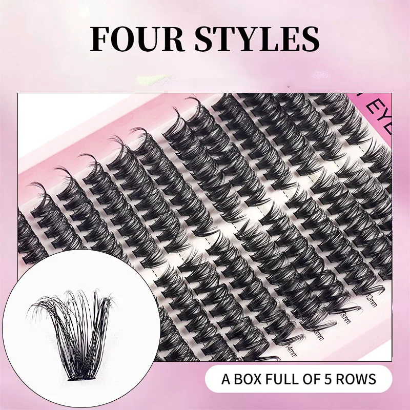 240 bundles of 50A eyelashes, 0.07mm fine eyelashes extended 3D Russian curls personal eyelash clusters makeup black eyelashes
