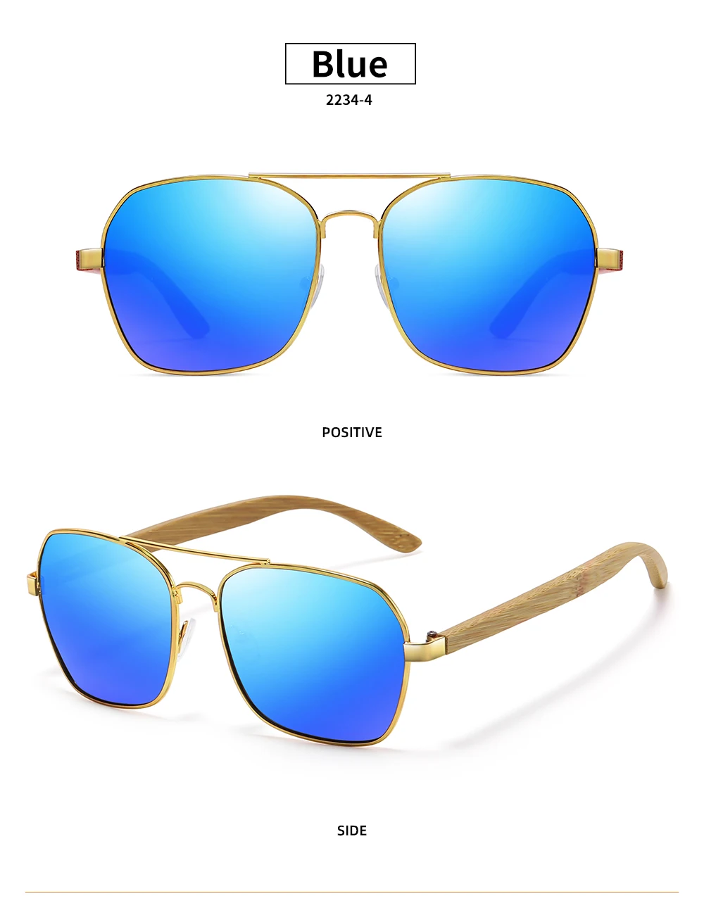 GM Fashion Retro Metallische Eckige Sonnenbrille für Damen und Herren Luxus Designer Marken Beliebte Fahrer-Sonnenbrille aus Bambus und Holz – Detail 9