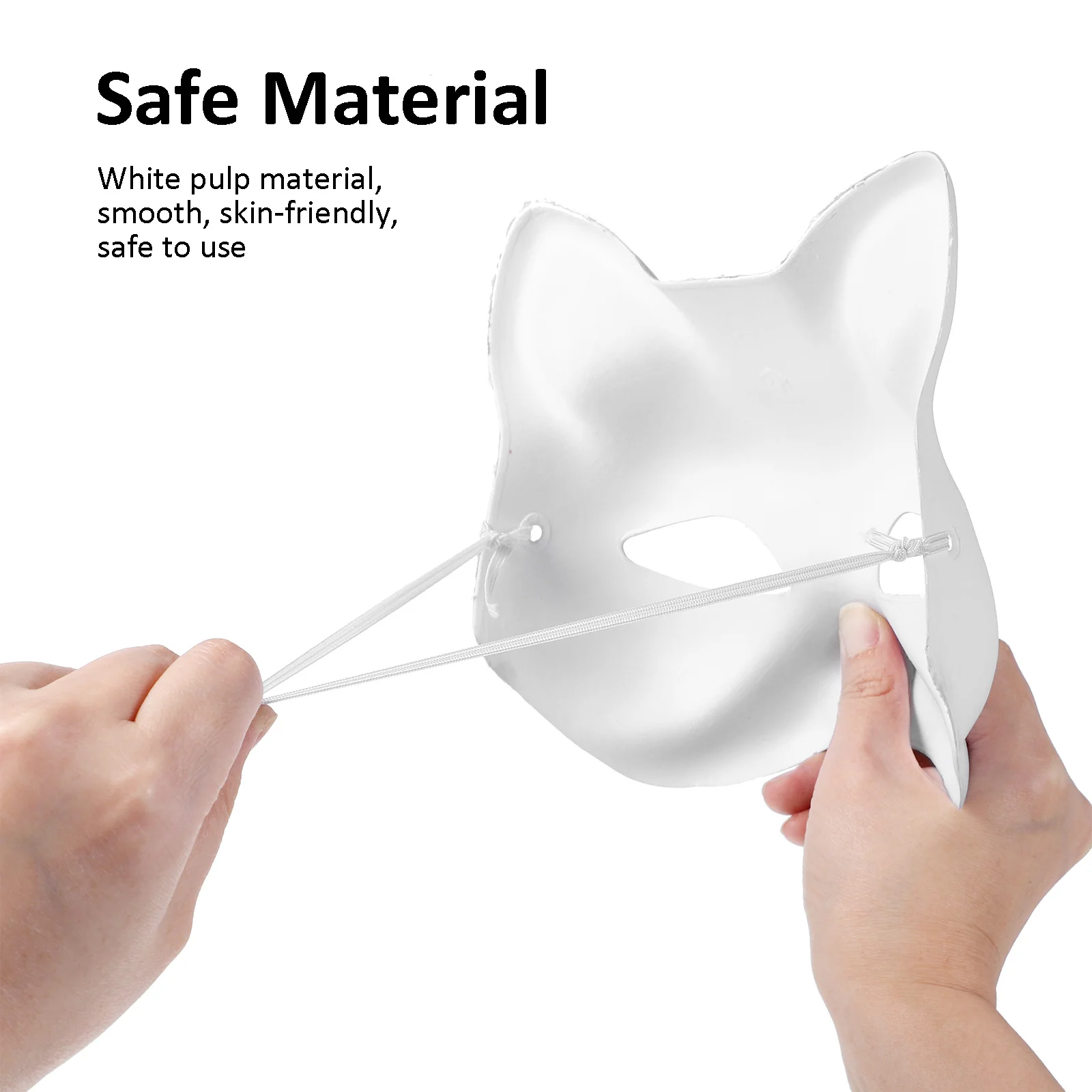 10Pcs Blank Cat Masks Pulp Material DIY Masquerade Party Halloween Empty Masks for Women Kids Adult Cat Mask Blank Mask