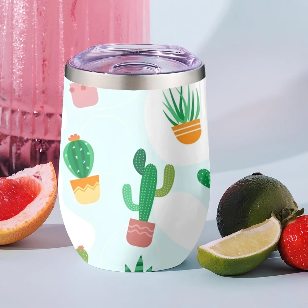 Prickly Cactus Vacuum Flasks 12oz Insulated with Lid Double Wall Vacuum Stainless Steel Cup Hot & Cold Drink Mug Gift