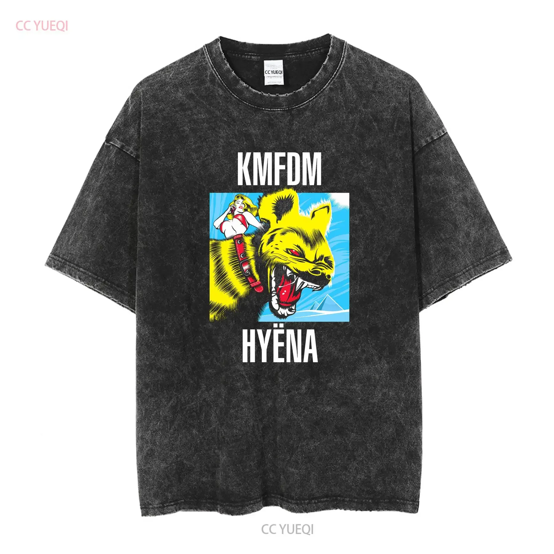 Hyena Album KMFDM Band T Shirt  Black S 2345XL Y1363 long or sleeves vintage Washed streetwear Soft fashion Casual homme