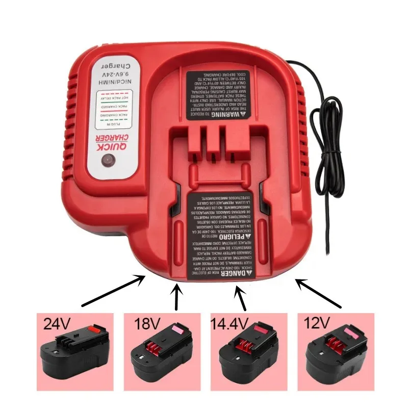 US/EU/UK/AU Plugs for Black&Decker Replacement Charger for Ni-CD/Ni-MH Batteries Multi-Voltage 9.6V/12V/14.4V/18V Fast Charger