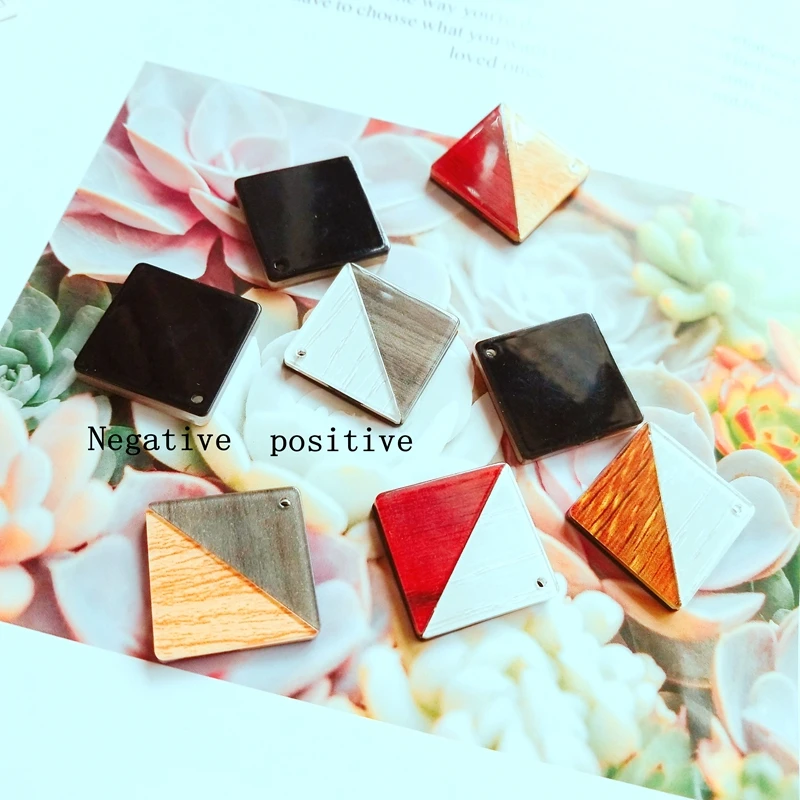 Japan and South Korea DIY Material Plate Square Splice Imitation Wood Pattern Line Acetate Acrylic Ear Accessories Pendant