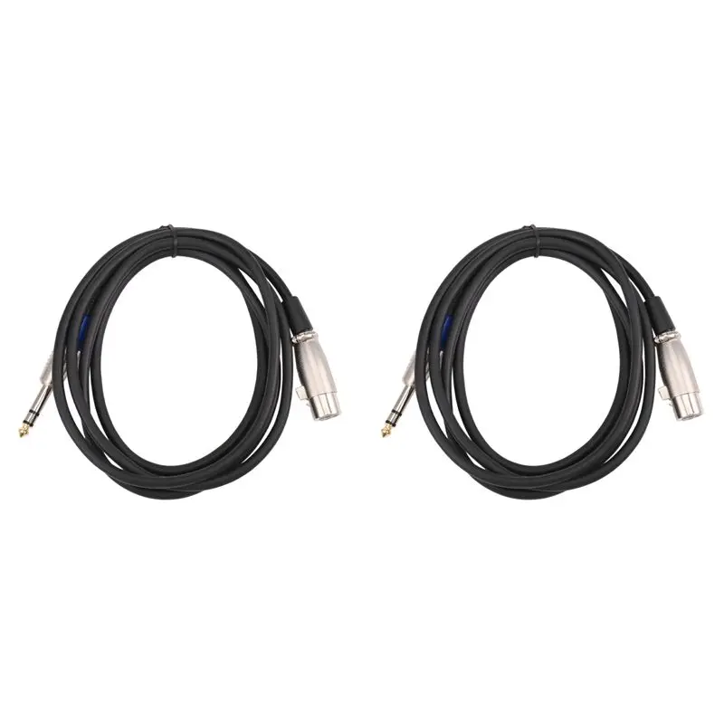 2Pcs 6.35Mm 1/4 Inch TRS To XLR Male To Female Cable 3 Pin Female Plug Stereo Microphone Cable Audio Cord (6Ft)