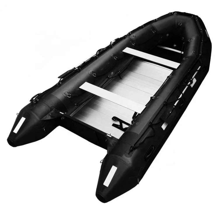 OHO Cheap Light Weight 4-8 People Inflatable Rubber Fishing Boat Black Big Size Customized 4.2m Boat PVC Hypalon