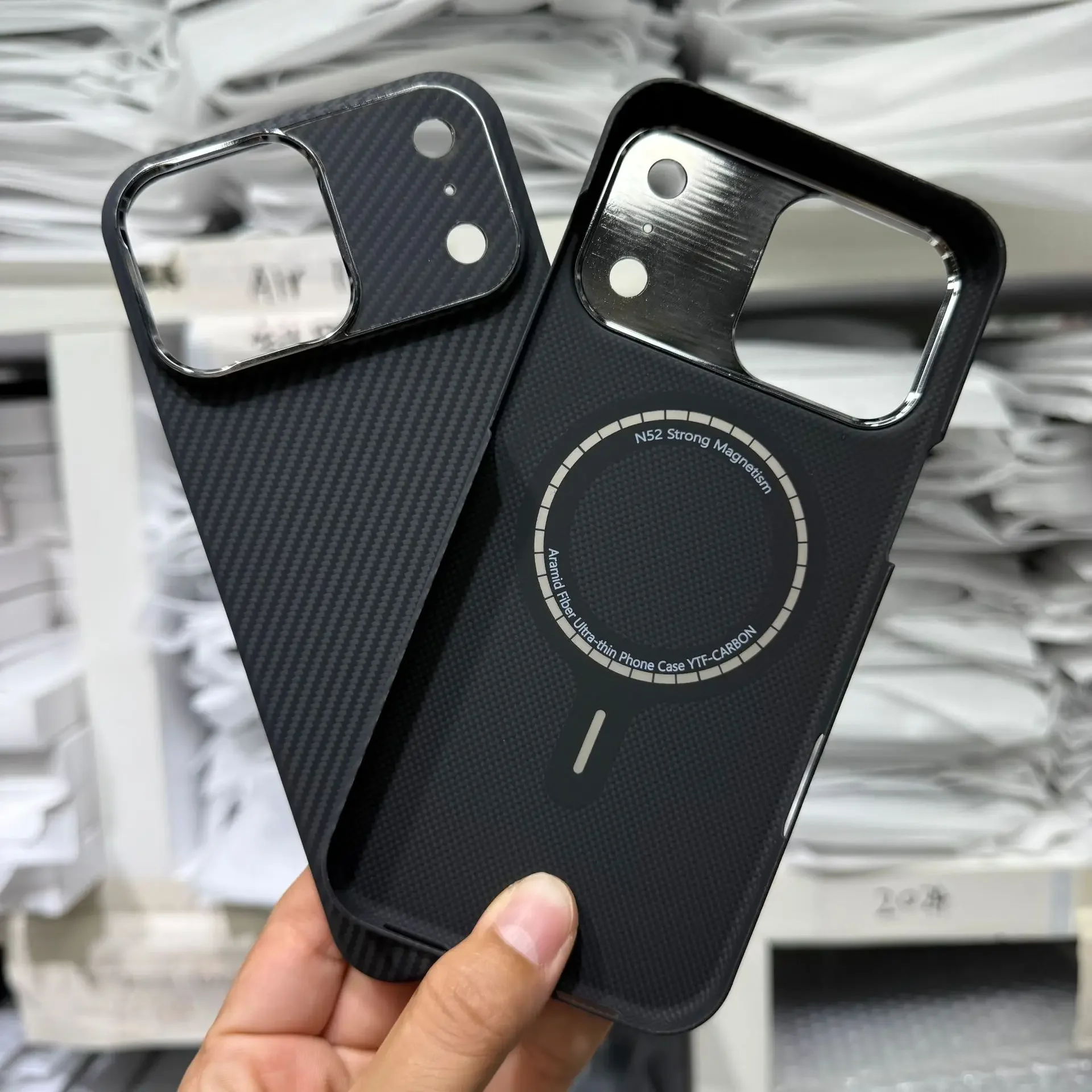 

600D Aramid Carbon Fiber Phone Case For iPhone 17ProMax Magnetic Wireless Charging Protection Shockproof Cover