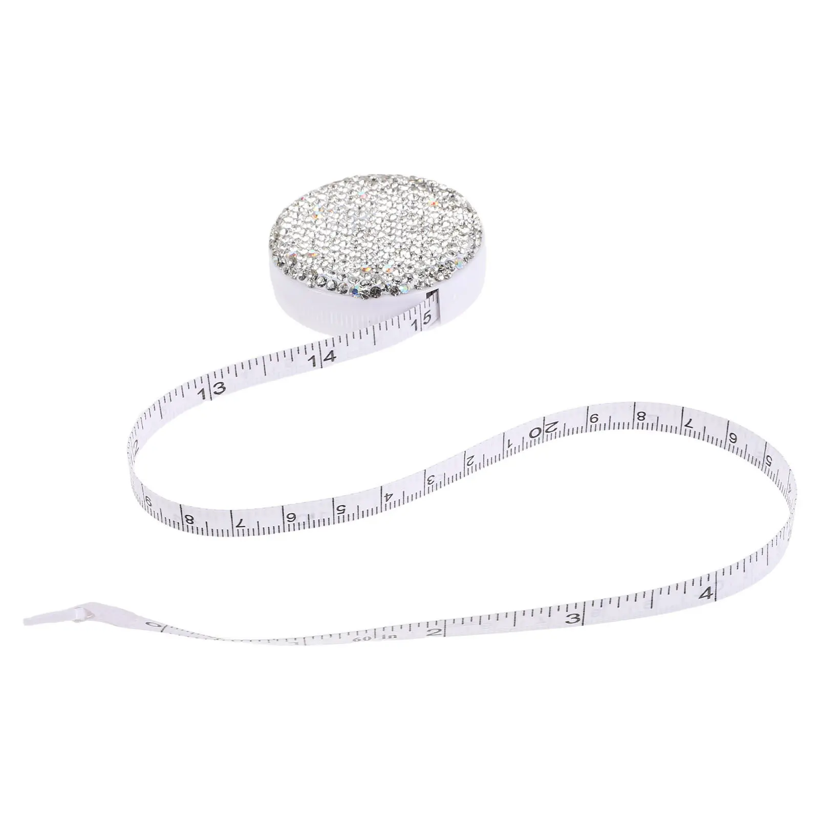 Mini Rhinestone Retractable Tape Measure Portable Sewing Measuring Tape Soft Fabric Ruler Clothes Body Weight Loss Tailoring