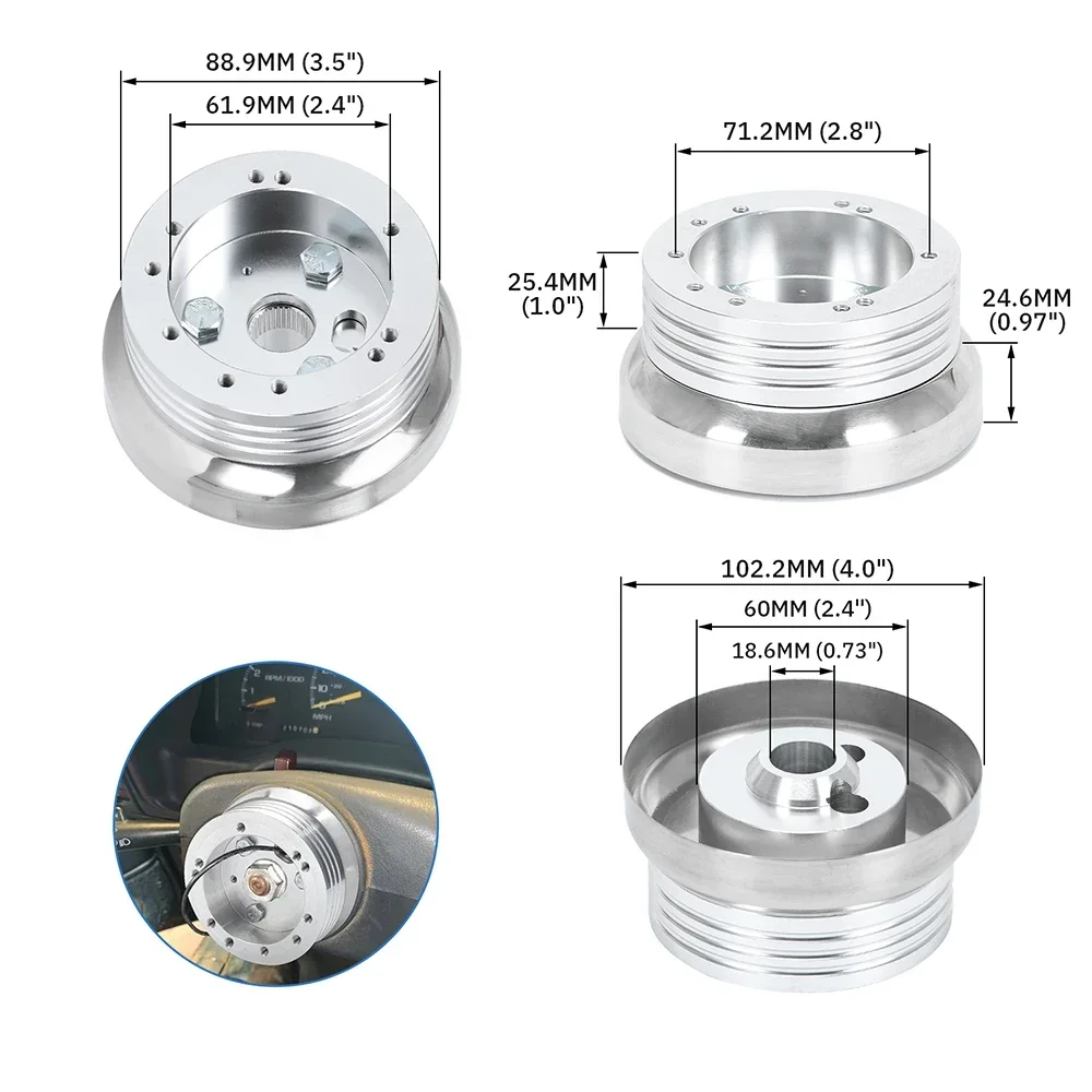 5 & 6 Hole Car Automobile Steering Wheel Hub Adapter Polished Short Hub Connector Car Accessories for Chevrolet, GMC, Pontiac