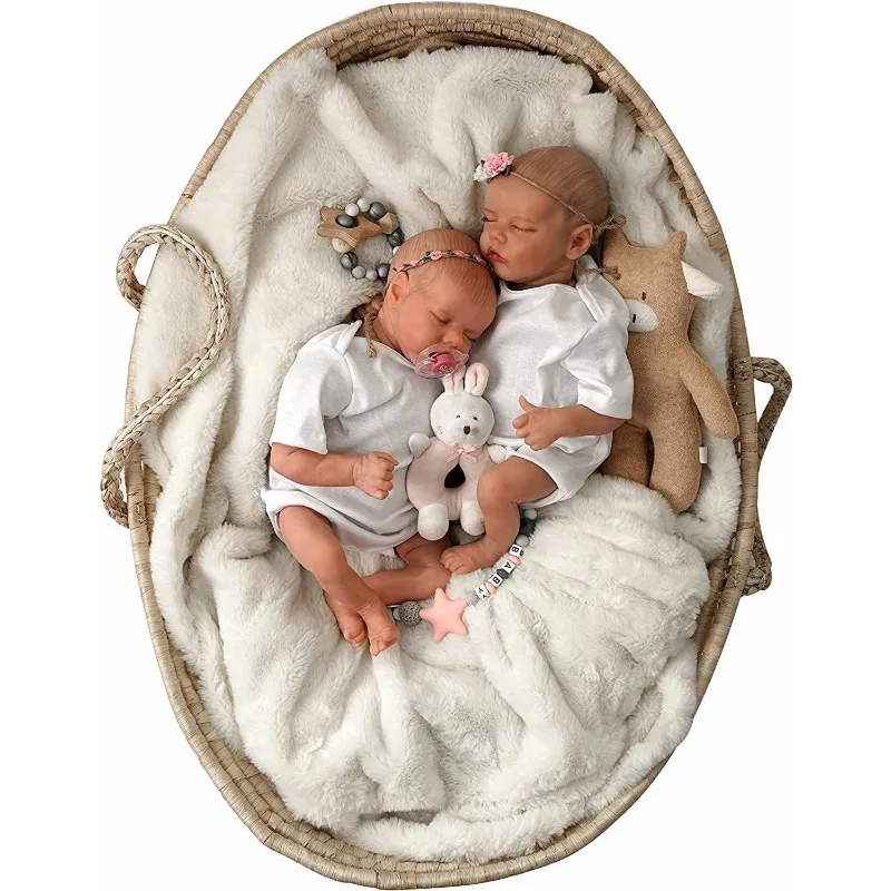 17 Inch Tweeling Reborn Baby Pop Maren En Monica Reborn Baby Peuter Levensechte Herboren Poppen Kerstcadeau Voor Kinderen