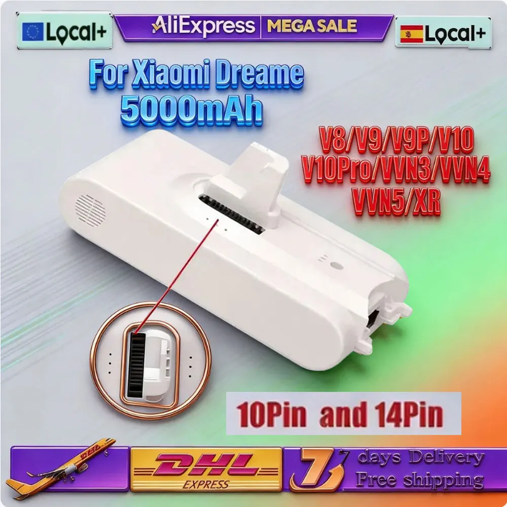 Für Xiaomi Ersatz-Staubsauger – Ersatzakku Dreame V8 V9 V10 V10Pro VVN3 VVN4 VVN5 XR Lithium-Ionen-Akku (5000 mAh)