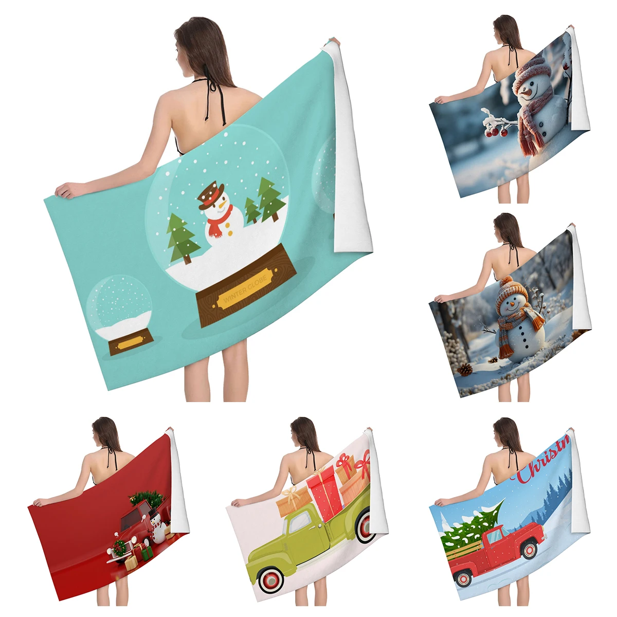 

Home bath towels for the body towels bathroom quick drying microfiber beach man large sports towel winter Merry Christmas