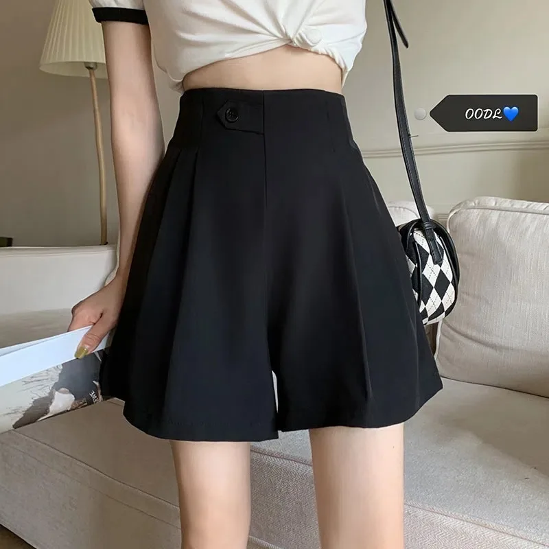 Summer High Waist Comfortable Wide Leg Pants Women's Style New Fashion Suit Shorts A-Line Casual Hot Pants Polyester Fiber