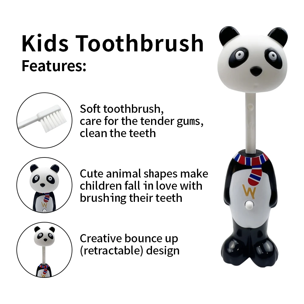 1pcs Cute Child Toothbrush Soft Bristle Kids Tooth Brush Animal Shaped Retractable Bounce Up Toothbrushes Children Tooth Cleaner