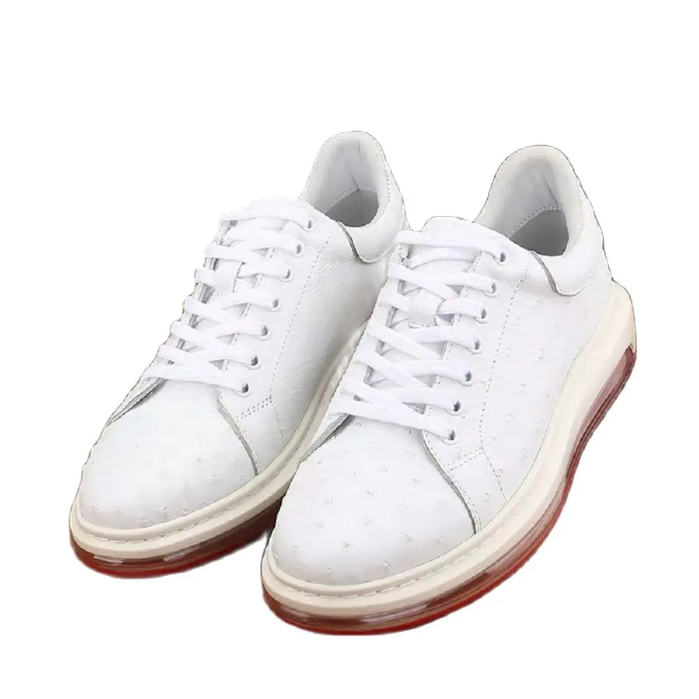 

BATMO 2023 new arrival Fashion Ostrich skin causal shoes men,male Genuine leather white Sneaker PDD45