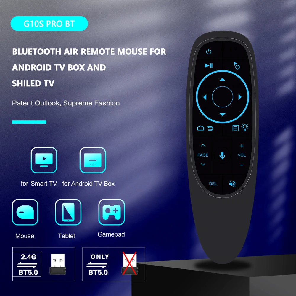 Wireless Air Mouse Voice Remote Control Black G10S/G10BTS 2.4G intelligence Motion Sensing Operation For TV Computer Projectors